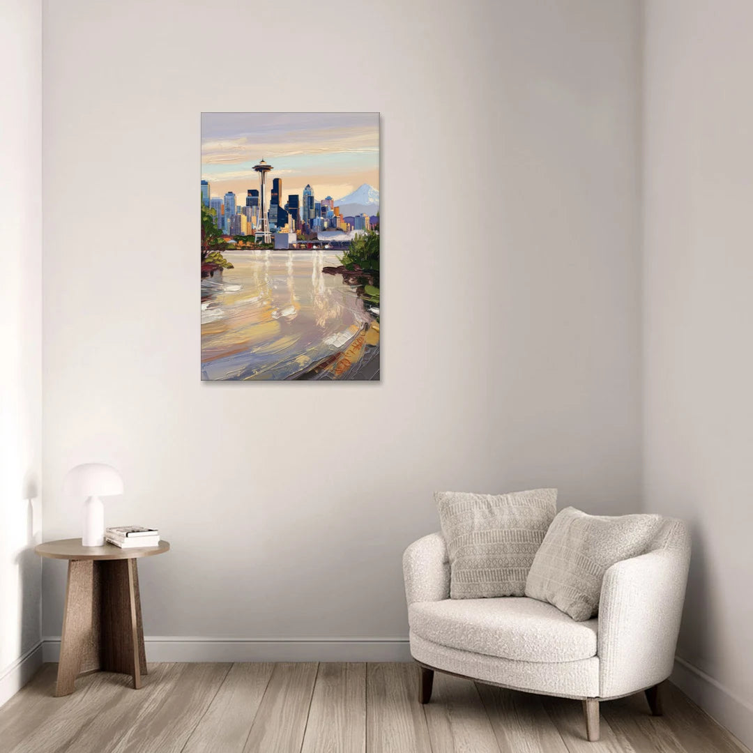 Seattle Nature Meets City - Canvas Wall Art - Sofa - 24x36