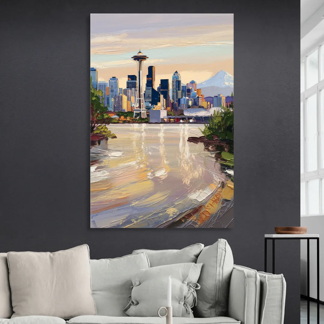 Seattle Nature Meets City Living Room - Canvas Wall Art