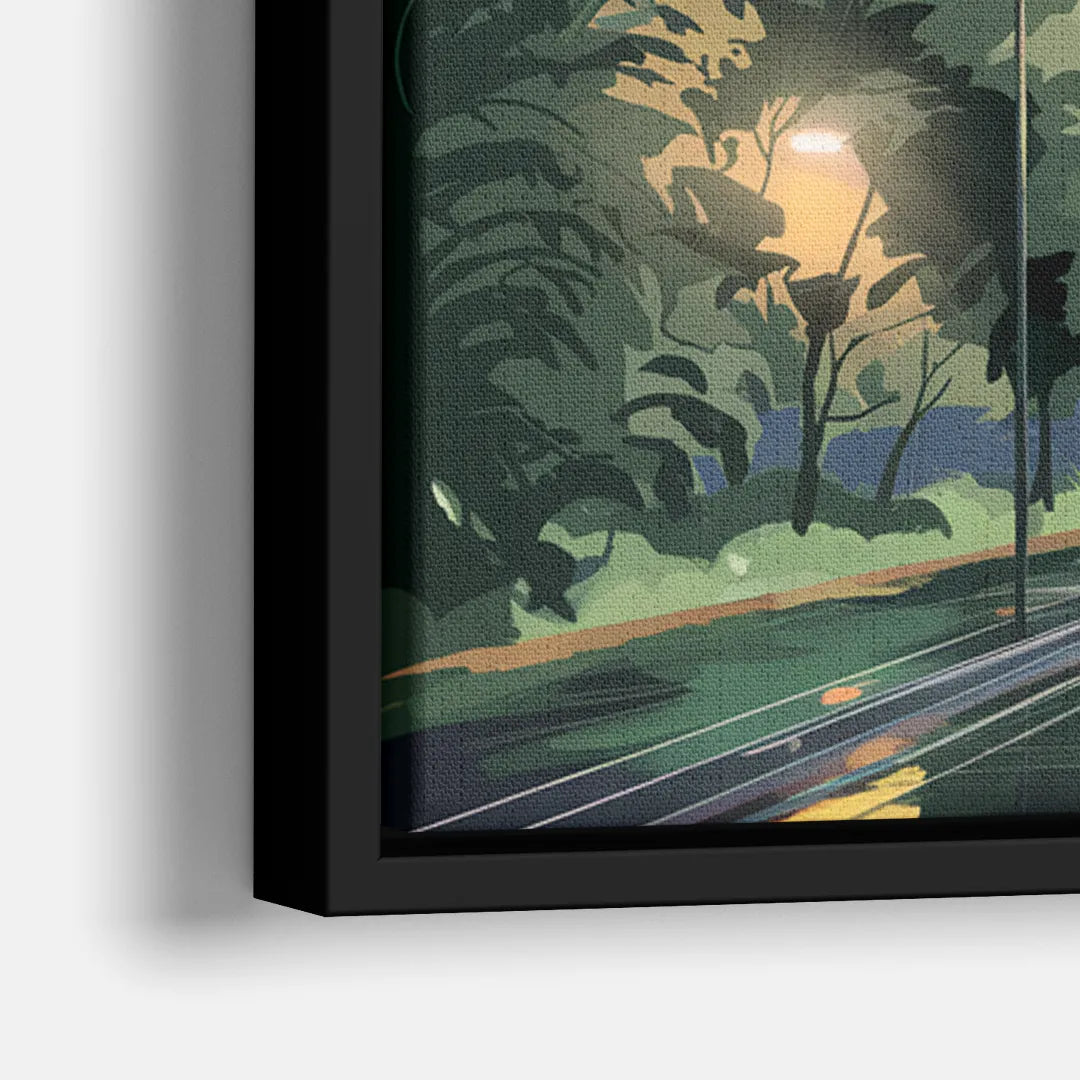 Seattle Rainy Day Skyline - Close-Up Black Frame Canvas