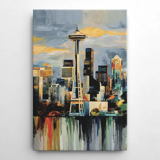Seattle Skyline Panorama - Canvas Wall Art