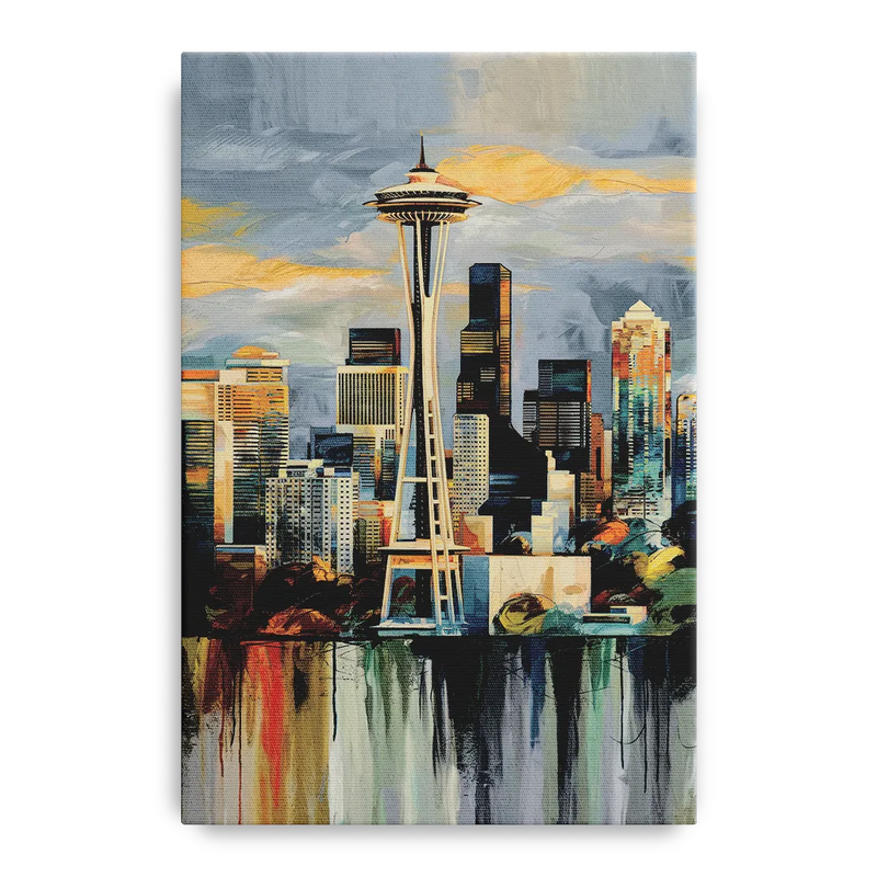 Seattle Skyline Panorama Front - Canvas Wall Art