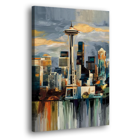 Seattle Skyline Panorama - Canvas Wall Art