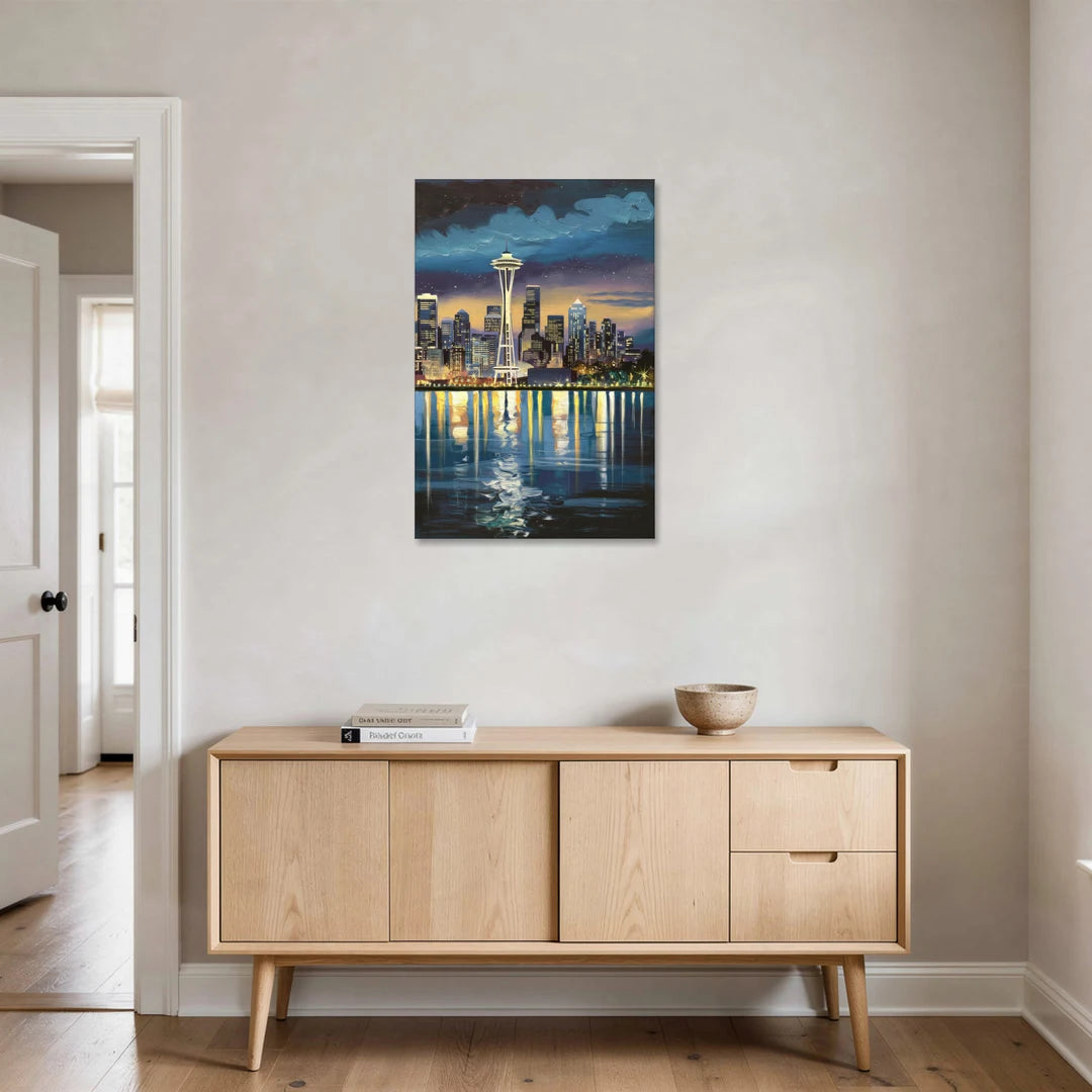 Seattle Skyline Reflection - Canvas Wall Art - Coffee Table - 24x36