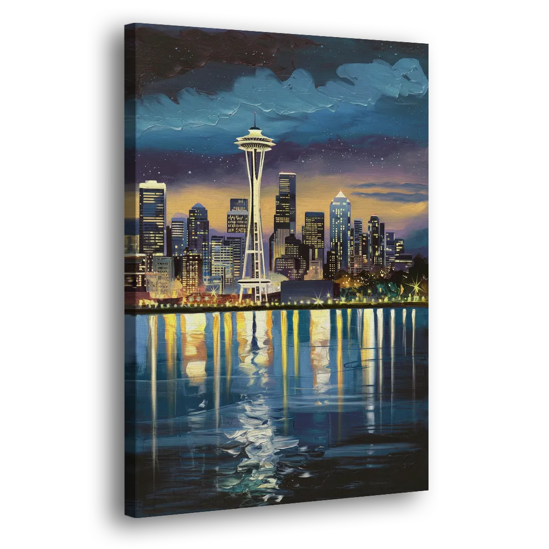 Seattle Skyline Reflection Side - Canvas Wall Art