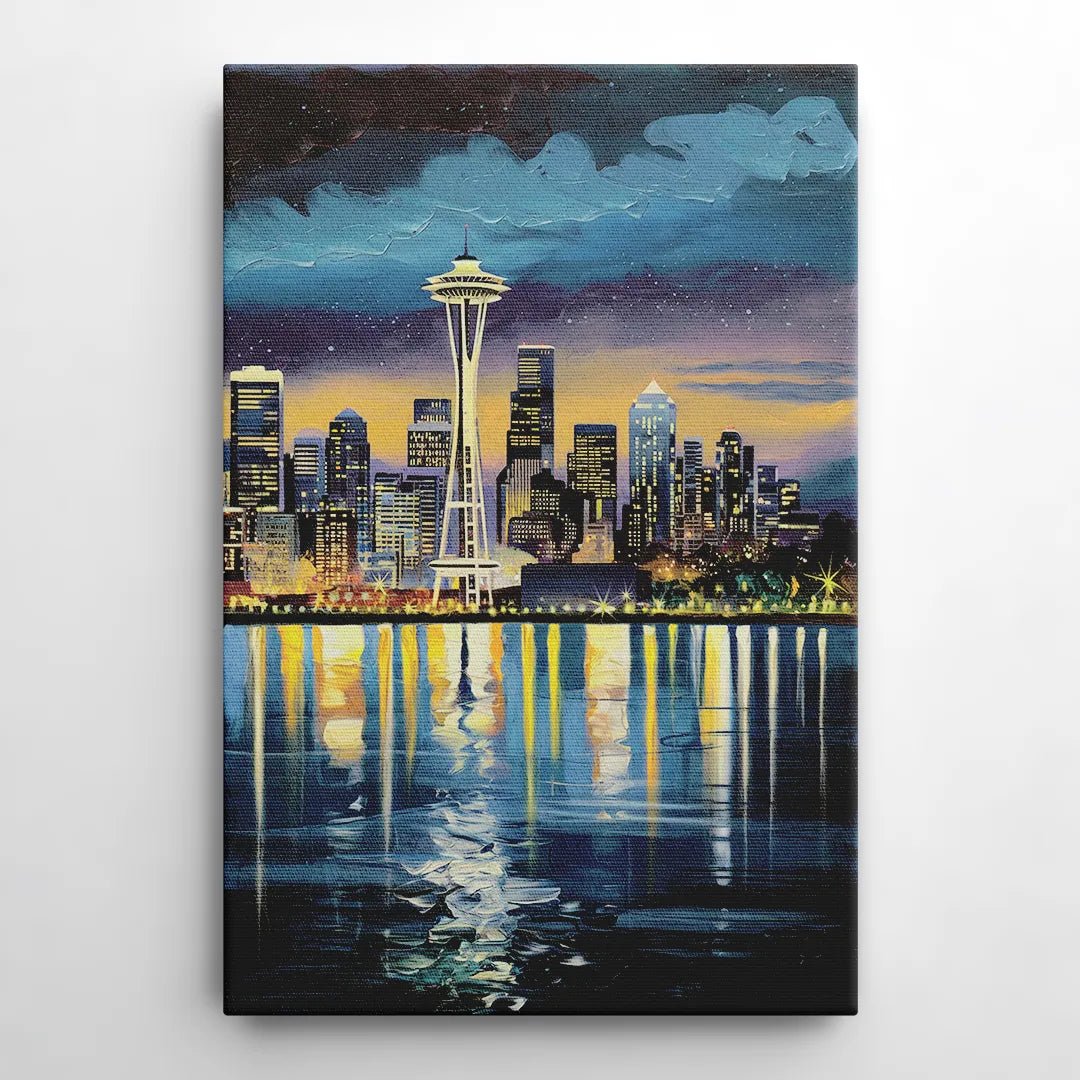 Seattle Skyline Reflection - Canvas Wall Art