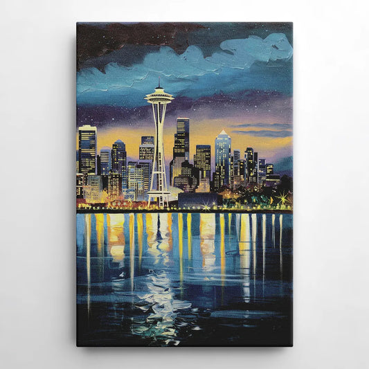 Seattle Skyline Reflection - Canvas Wall Art