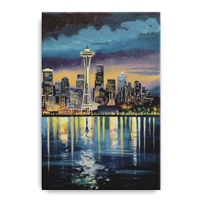 Seattle Skyline Reflection Front - Canvas Wall Art