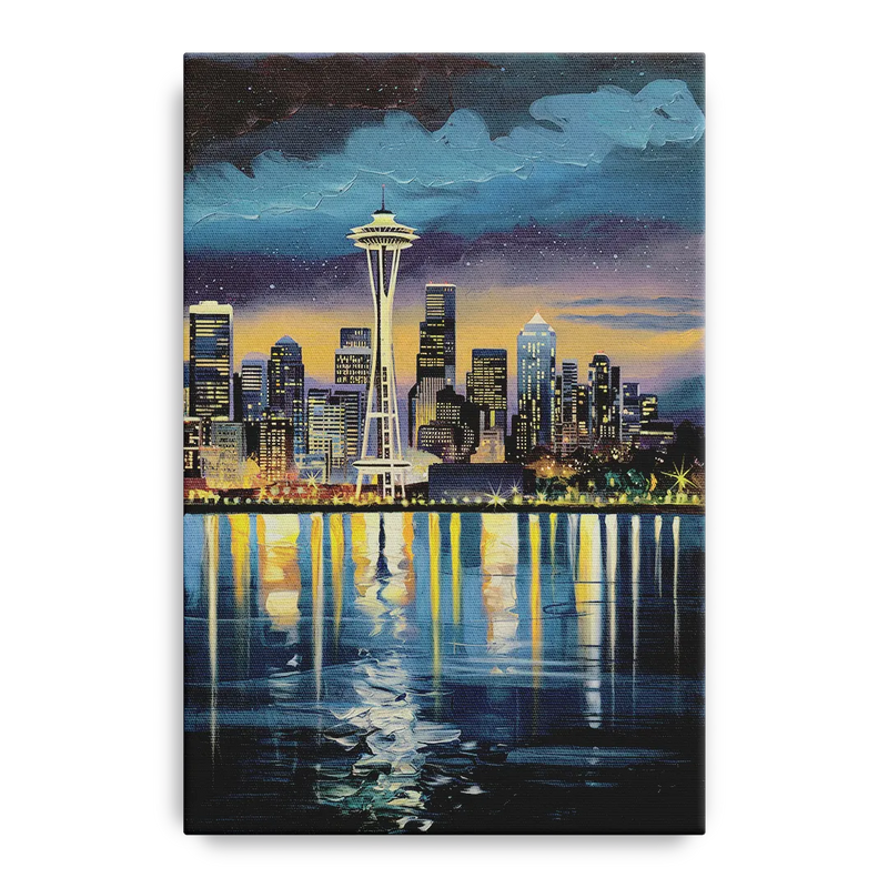 Seattle Skyline Reflection Front - Canvas Wall Art