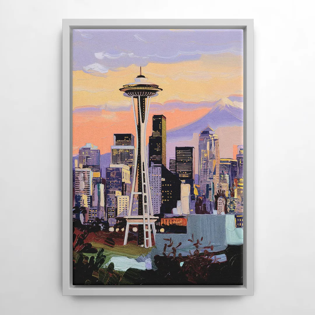 Seattle Skyline from Kerry Park - White Frame Canvas