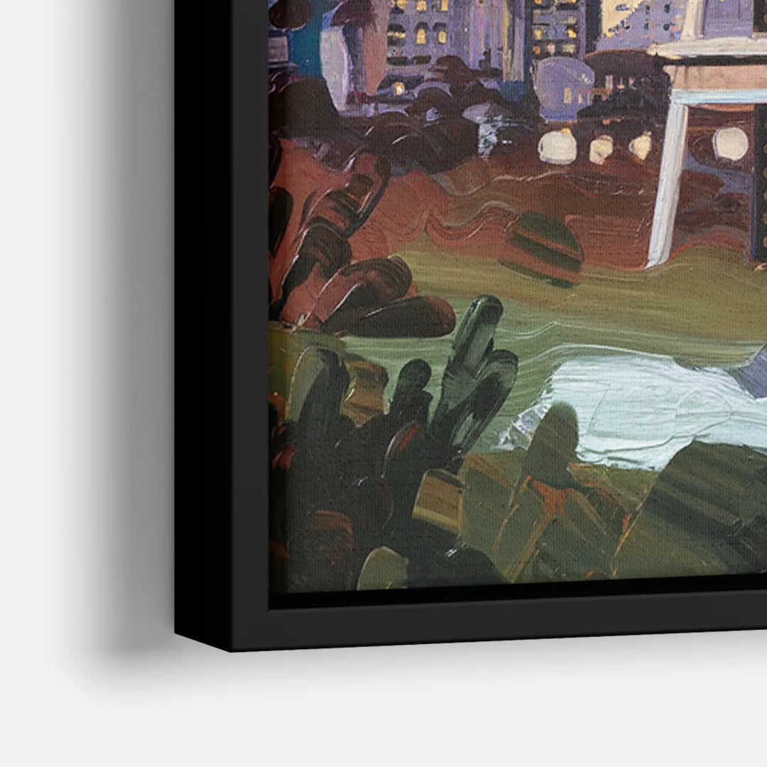Seattle Skyline from Kerry Park - Close-Up Black Frame Canvas