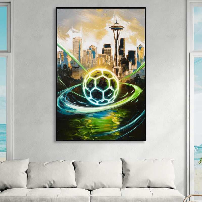 Seattle Sounders FC Spirit Sitting Room - Black Canvas Wall Art