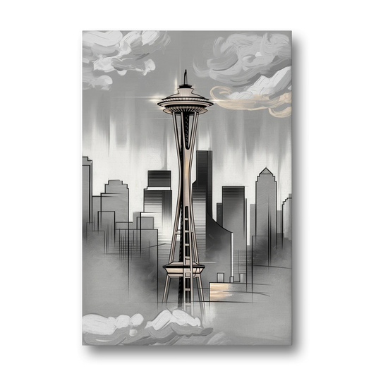 Seattle Space Needle Silhouette - Canvas Wall Art - Front