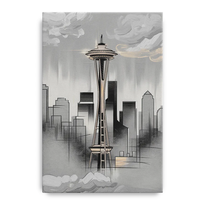 Seattle Space Needle Silhouette Front - Canvas Wall Art