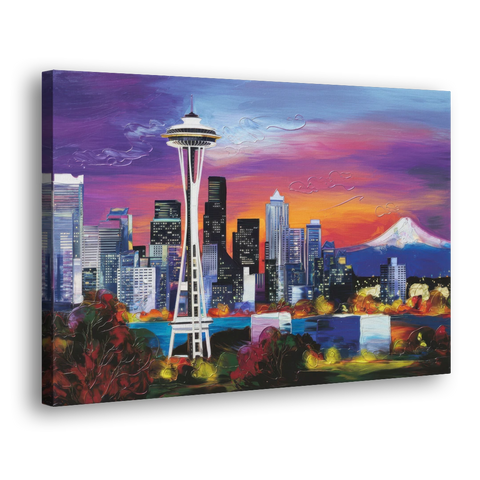 Seattle Space Needle View - Canvas Wall Art - Side