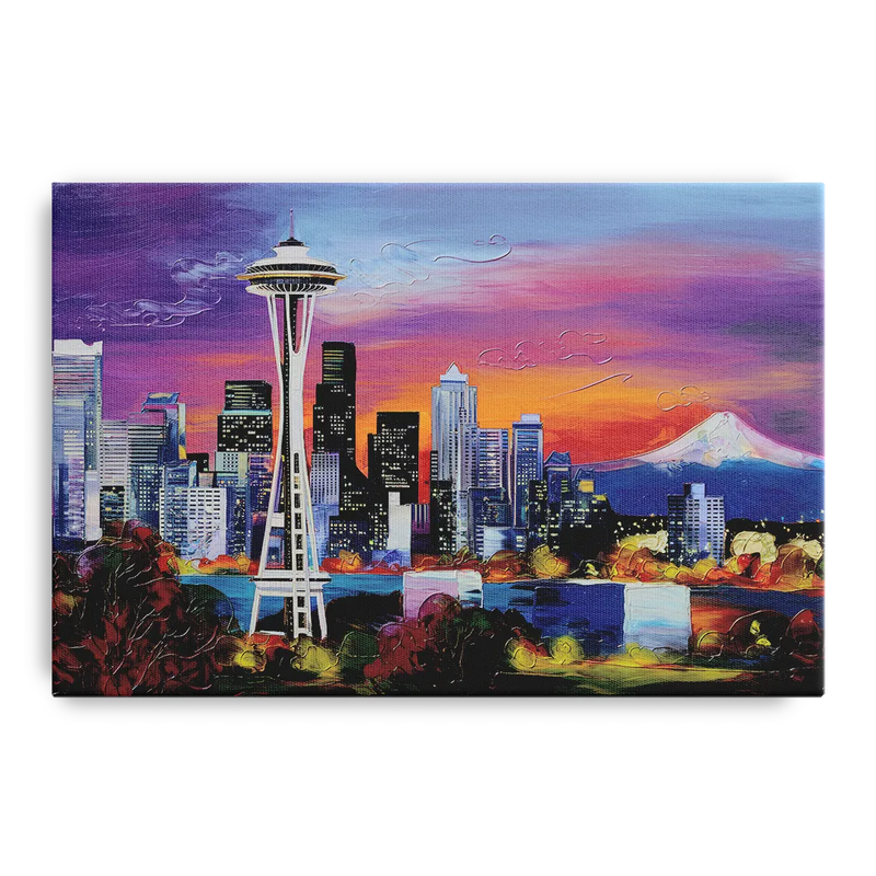 Seattle Space Needle View Front - Canvas Wall Art