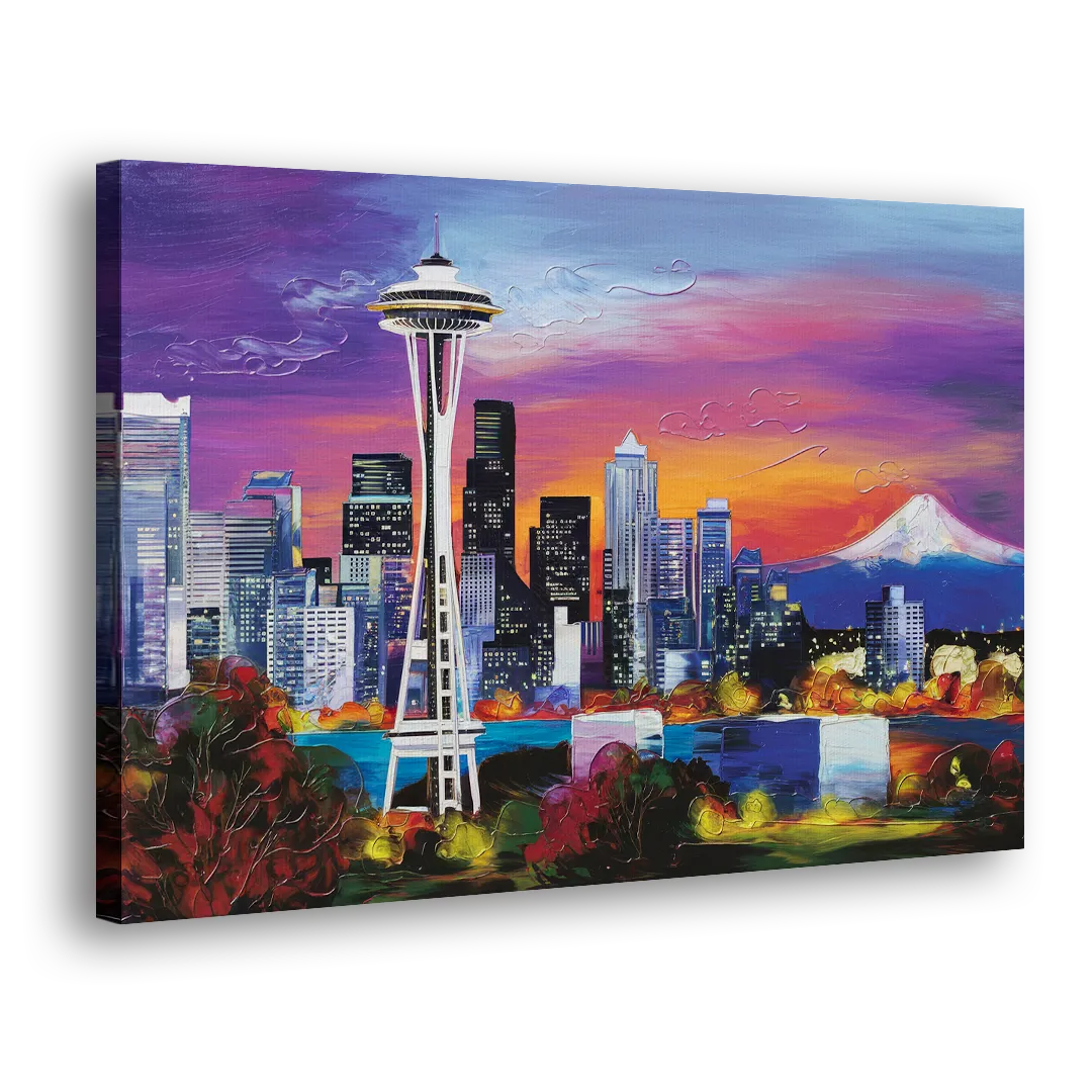 Seattle Space Needle View Side - Canvas Wall Art