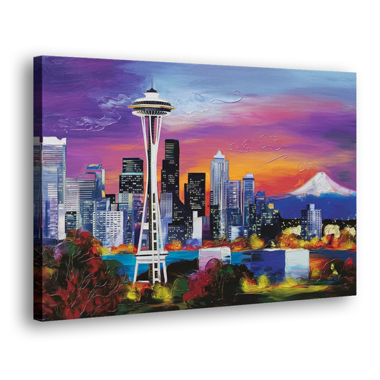Seattle Space Needle View Side - Canvas Wall Art