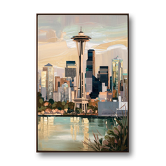 Seattle Space Needle and Cityscape - Canvas Wall Art - Front
