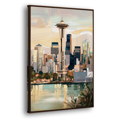 Seattle Space Needle and Cityscape - Canvas Wall Art - Side