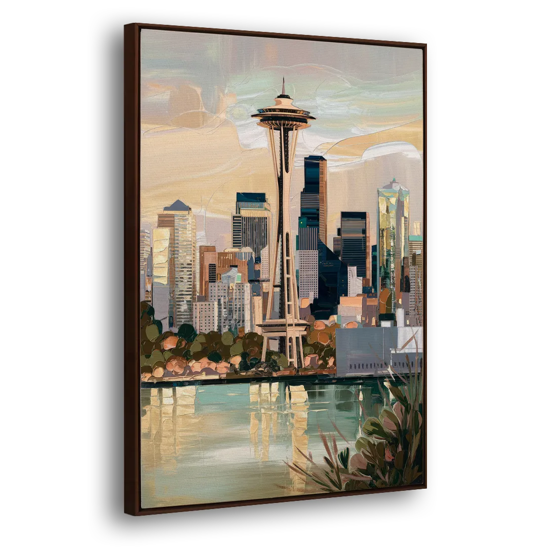 Seattle Space Needle and Cityscape Side - Canvas Wall Art