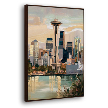 Seattle Space Needle and Cityscape Side - Canvas Wall Art