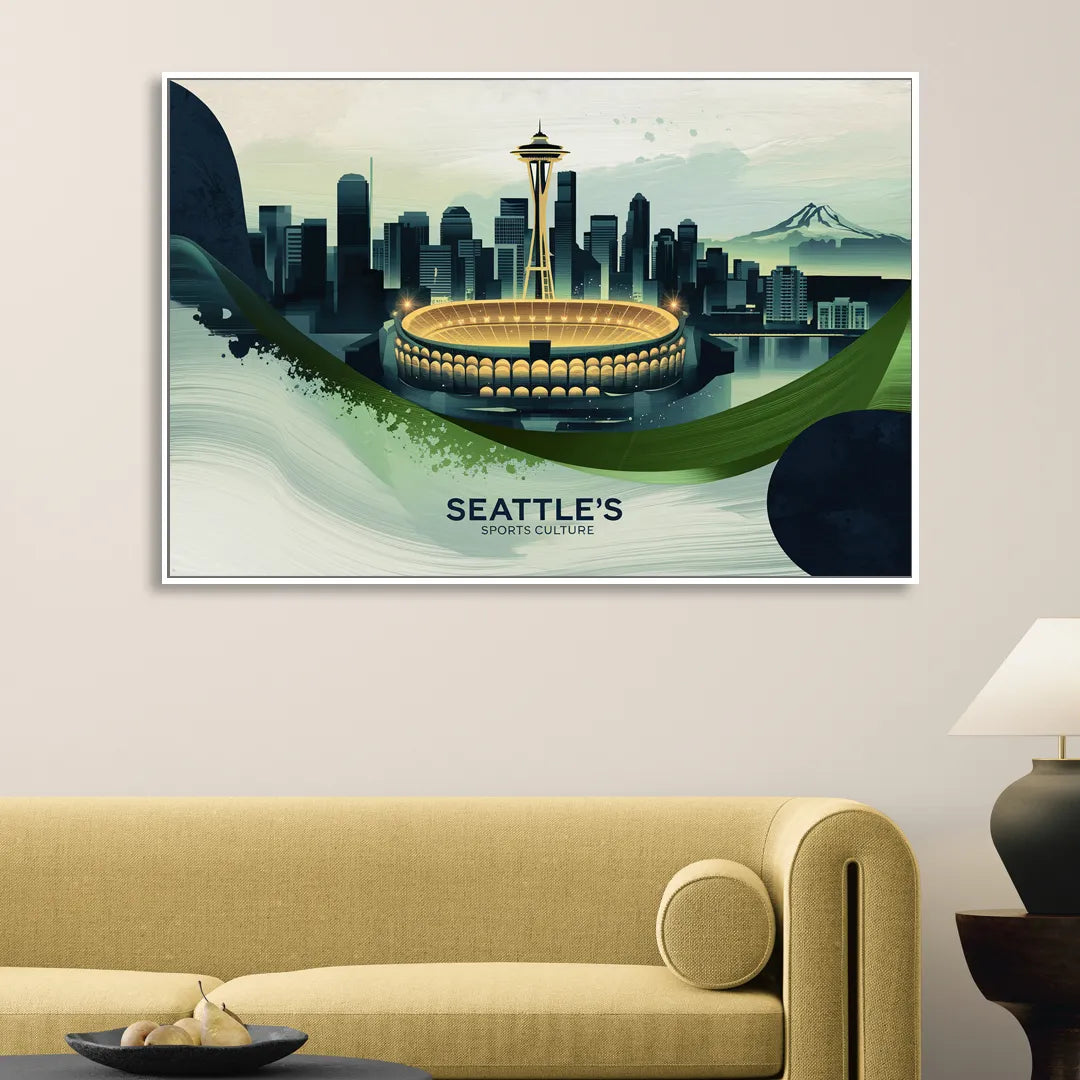 Seattle Sports Fans Unite Living Room - White Canvas Wall Art