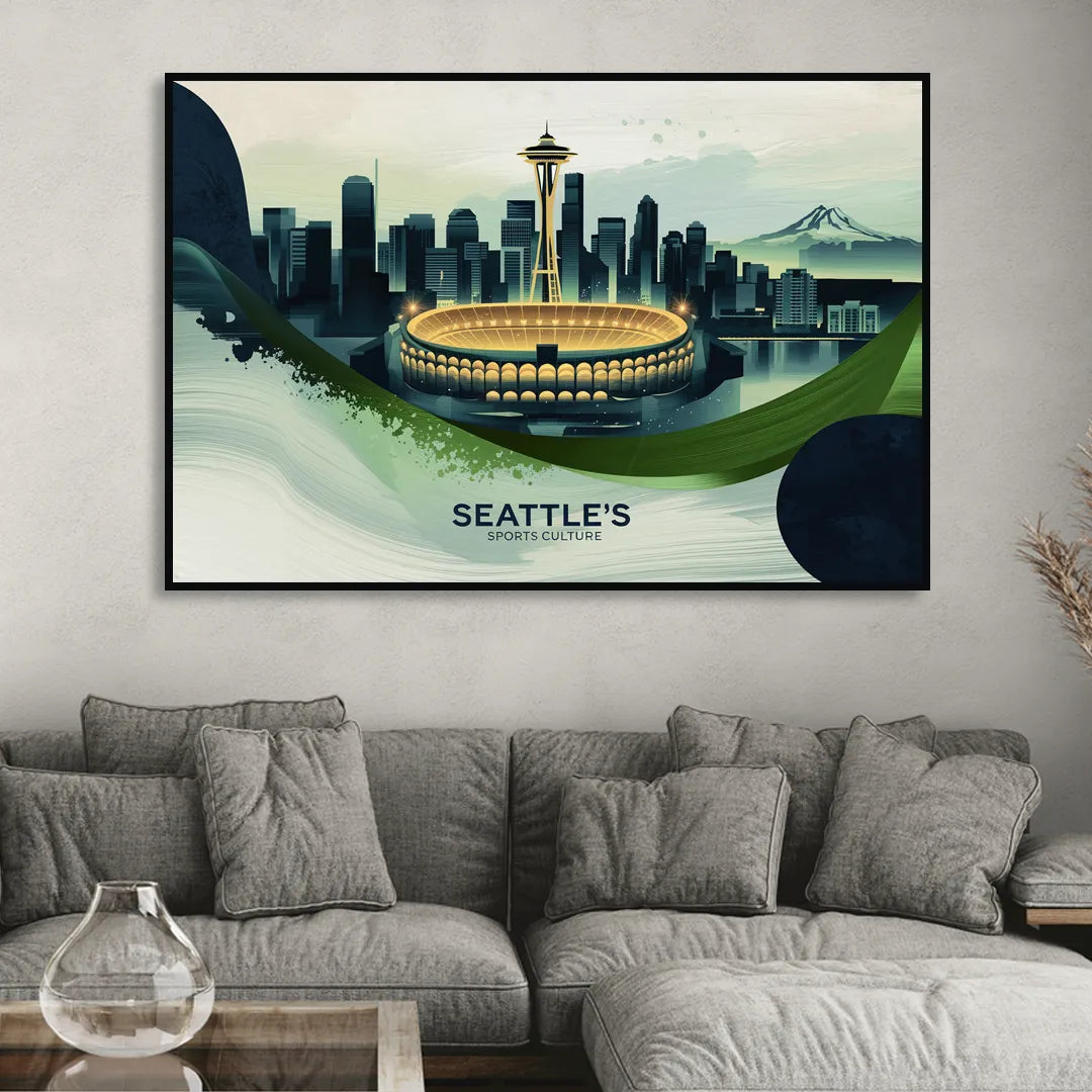 Seattle Sports Fans Unite Living Room - Black Canvas Wall Art