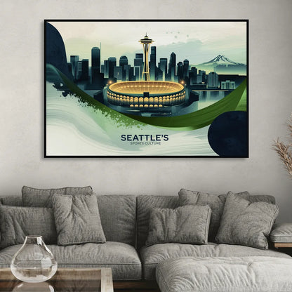 Seattle Sports Fans Unite Living Room - Black Canvas Wall Art