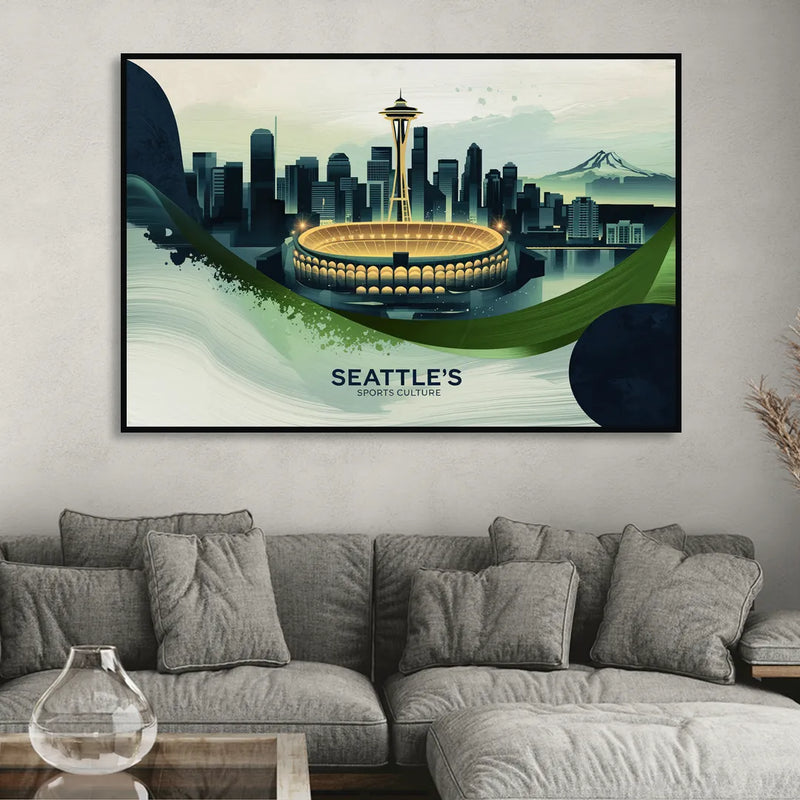 Seattle Sports Fans Unite Living Room - Black Canvas Wall Art