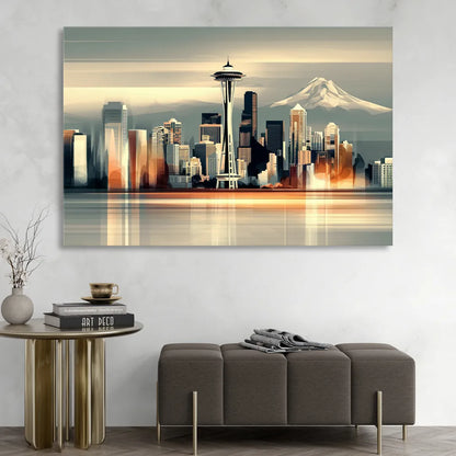 Seattle Urban Landscape Sitting Room - Canvas Wall Art