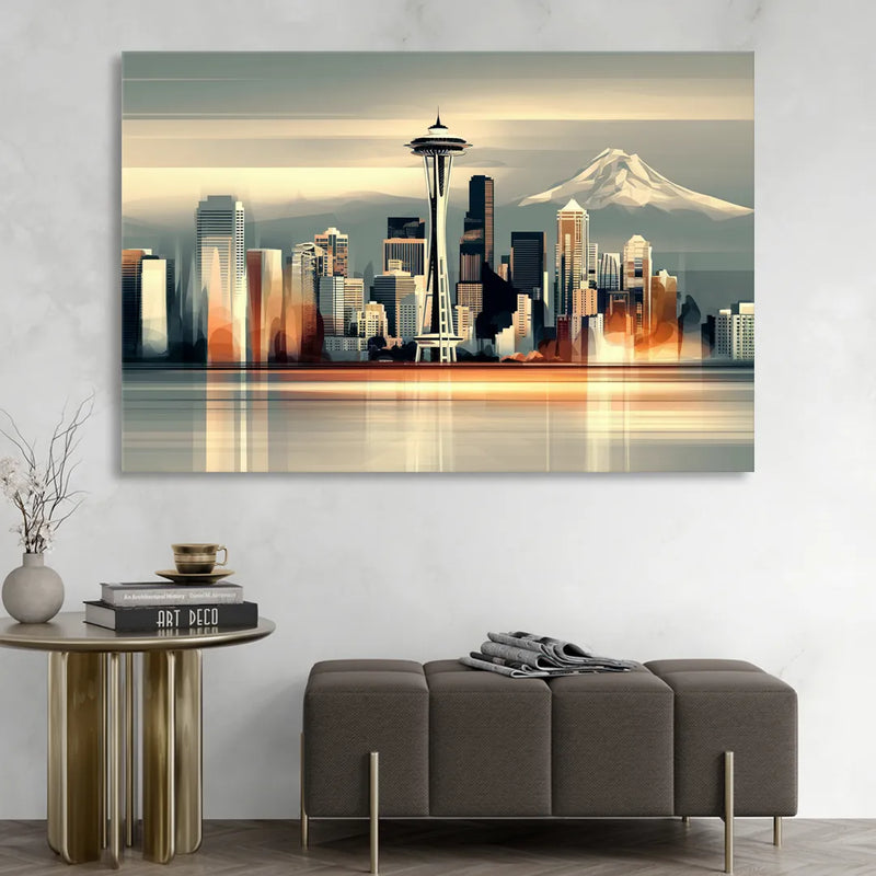 Seattle Urban Landscape Sitting Room - Canvas Wall Art