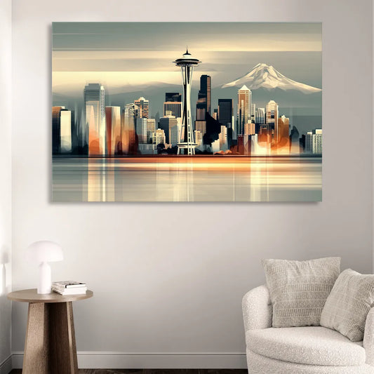 Seattle Urban Landscape Living Room - Canvas Wall Art