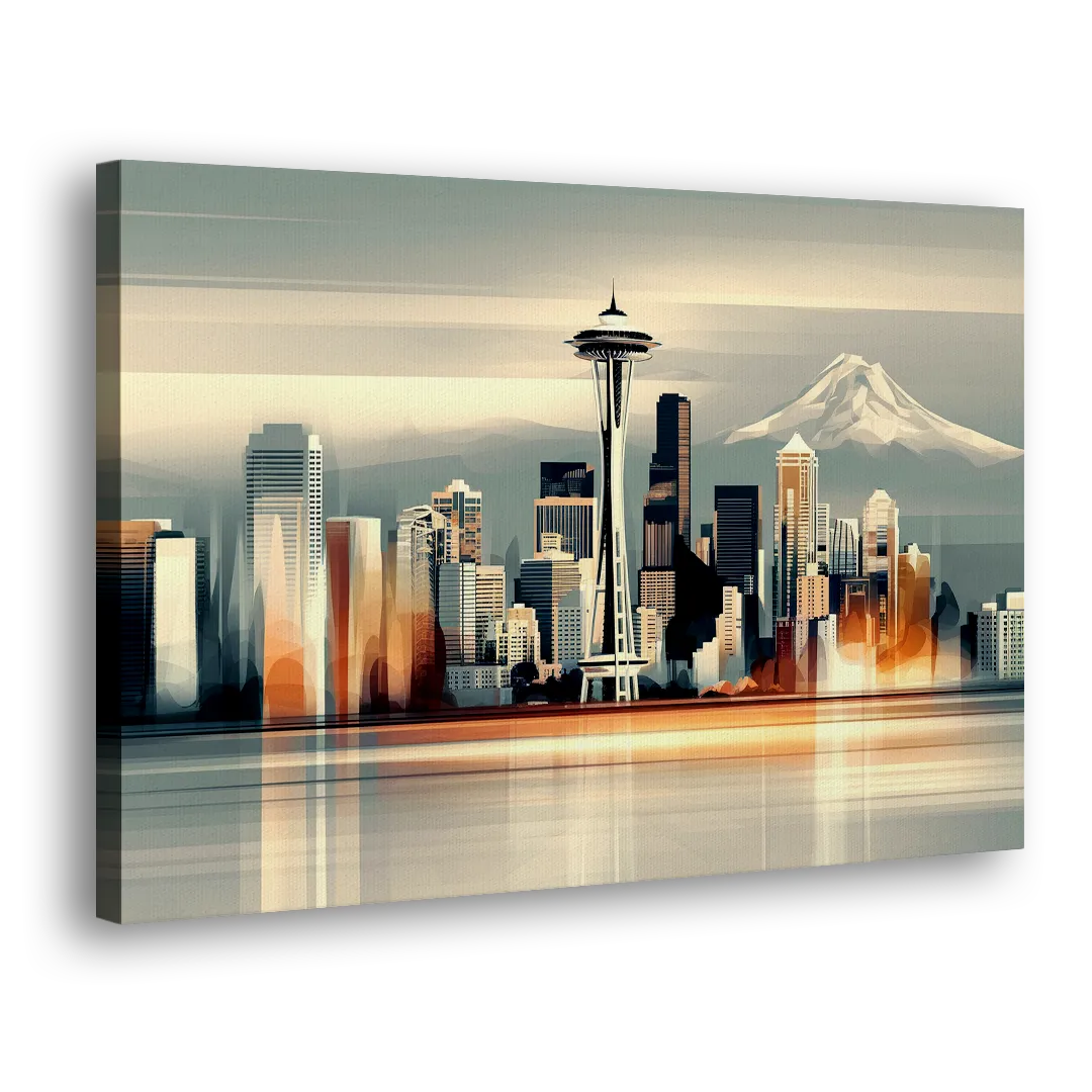 Seattle Urban Landscape Side - Canvas Wall Art
