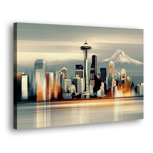 Seattle Urban Landscape Side - Canvas Wall Art