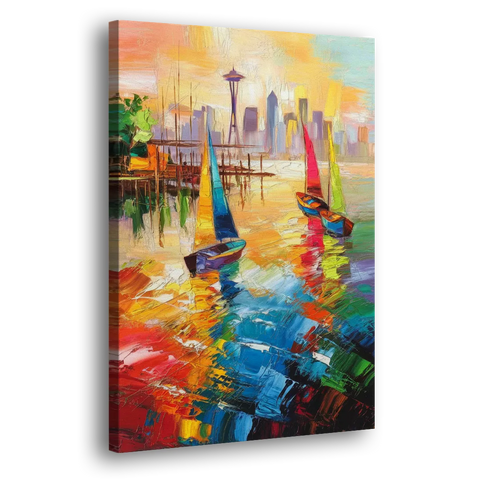 Seattle Waterfront Boats - Canvas Wall Art