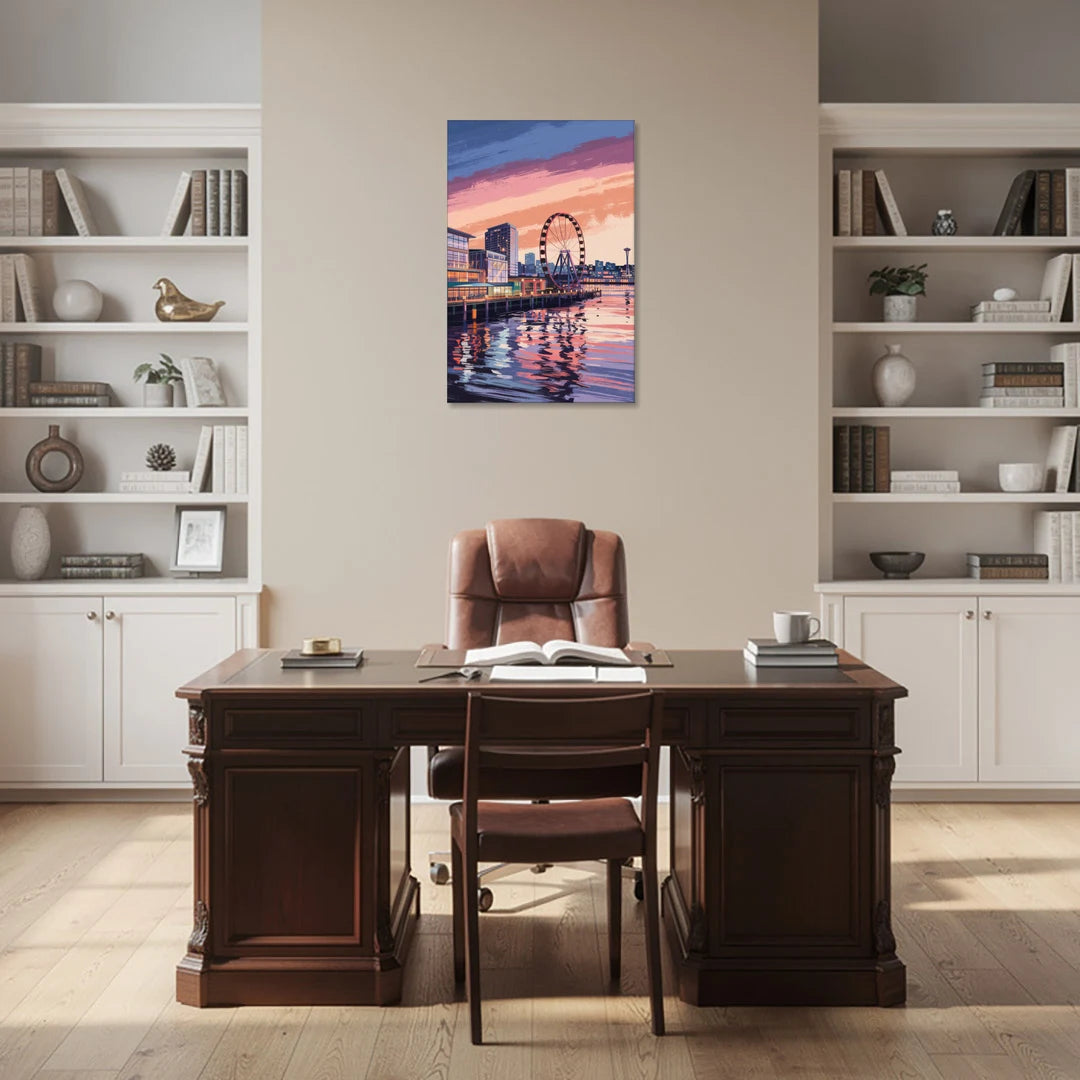 Seattle Waterfront Scene - Canvas Wall Art - Office - 24x36