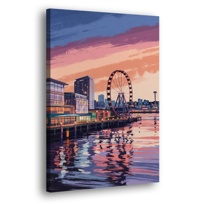 Seattle Waterfront Scene Side - Canvas Wall Art