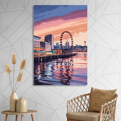 Seattle Waterfront Scene Sitting Room - Canvas Wall Art