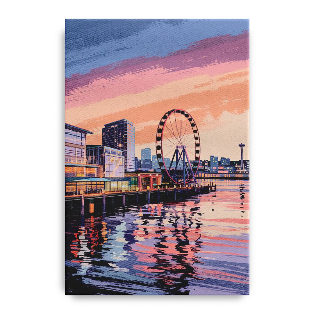 Seattle Waterfront Scene Front - Canvas Wall Art