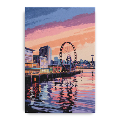 Seattle Waterfront Scene Front - Canvas Wall Art