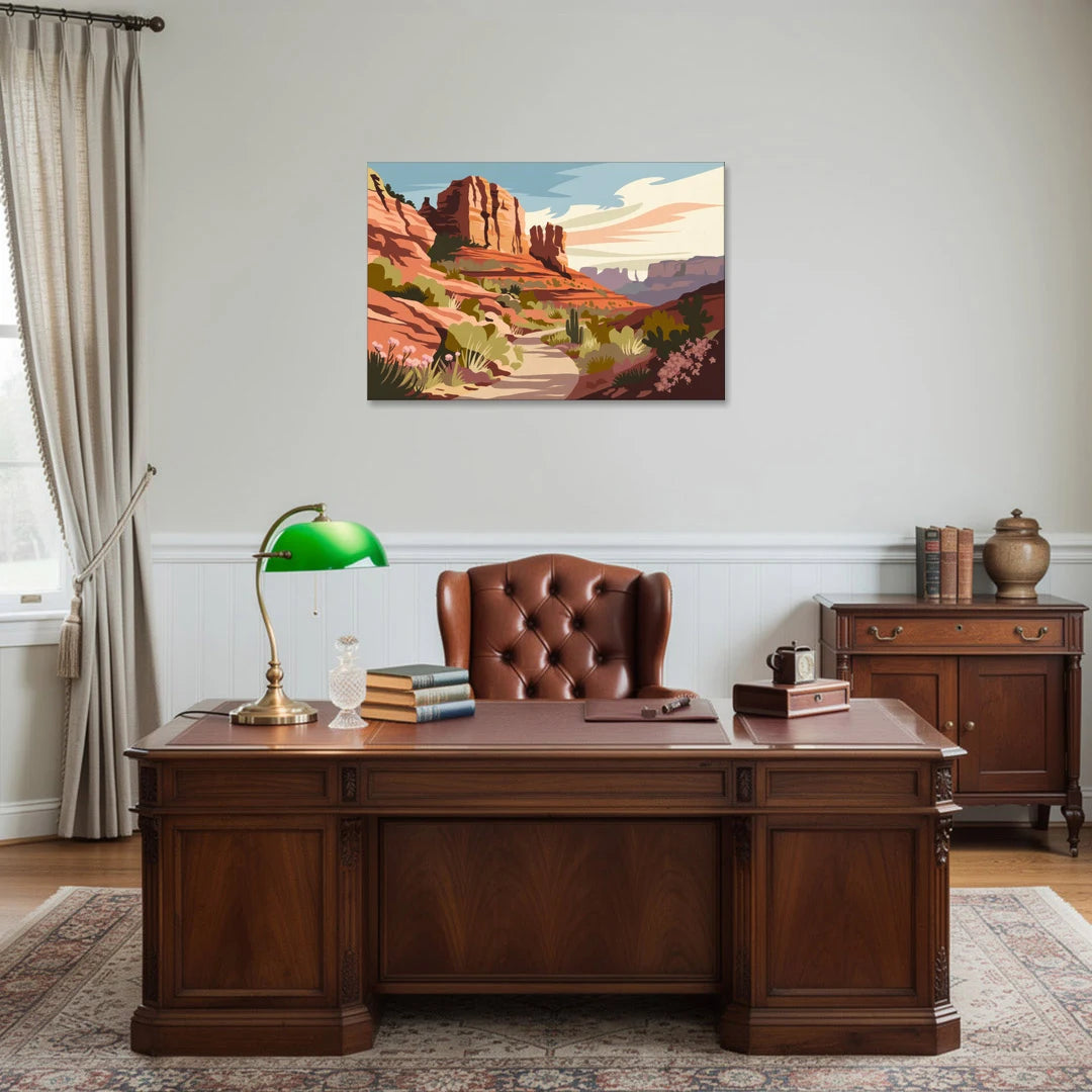 Sedona Canyon Trail Serenity - Canvas Wall Art - Office - 36x24