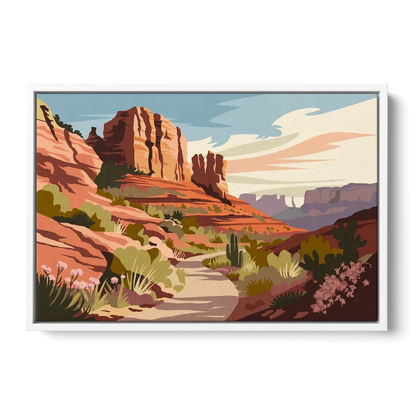 Sedona Canyon Trail Serenity Front - White Canvas Wall Art