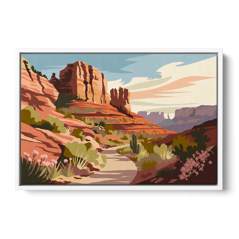 Sedona Canyon Trail Serenity Front - White Canvas Wall Art