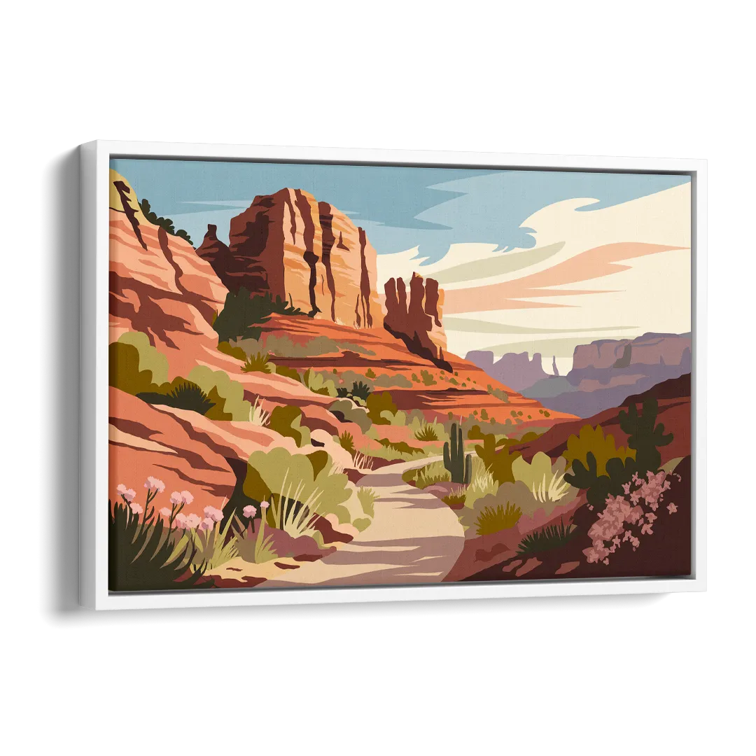 Sedona Canyon Trail Serenity Side - White Canvas Wall Art