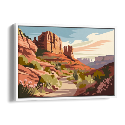 Sedona Canyon Trail Serenity Side - White Canvas Wall Art