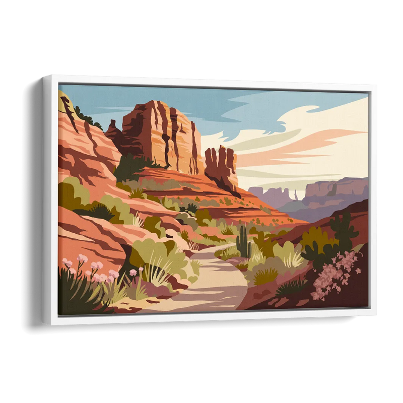 Sedona Canyon Trail Serenity Side - White Canvas Wall Art
