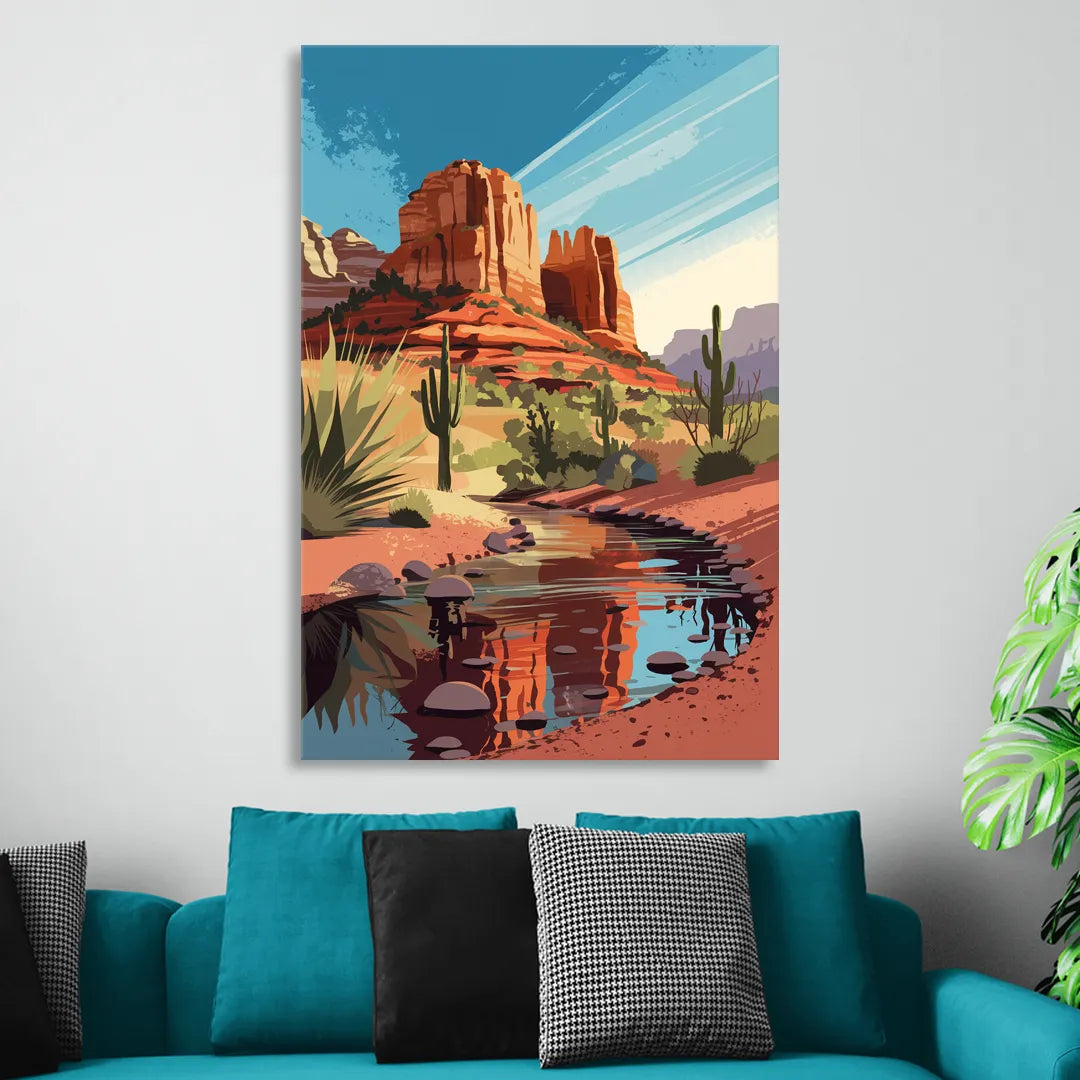 Sedona Cathedral Rock Views Sitting Room - Canvas Wall Art