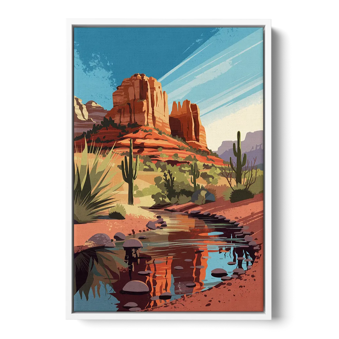 Sedona Cathedral Rock Views Front - White Canvas Wall Art