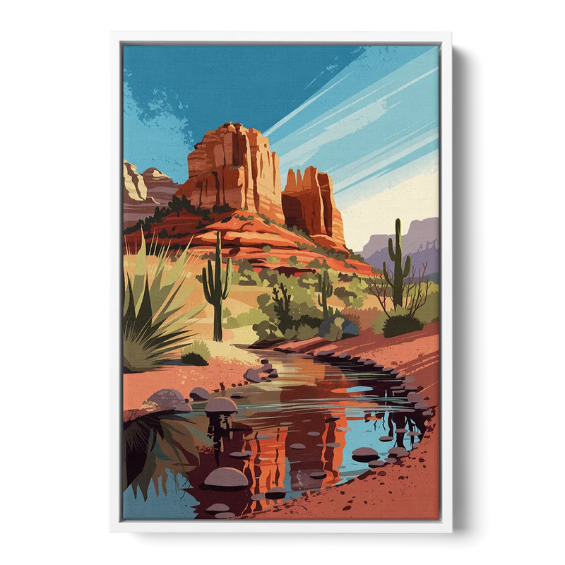 Sedona Cathedral Rock Views Front - White Canvas Wall Art