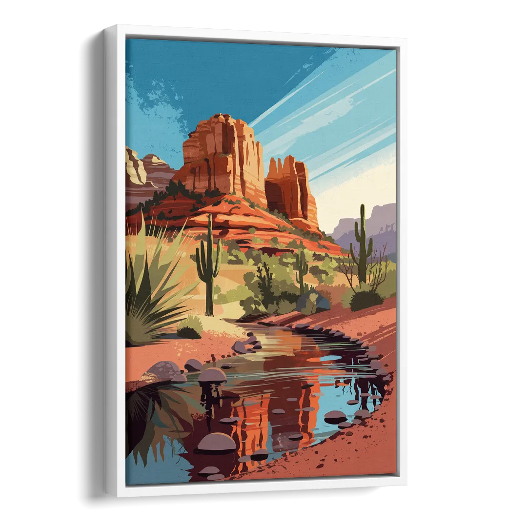 Sedona Cathedral Rock Views Side - White Canvas Wall Art